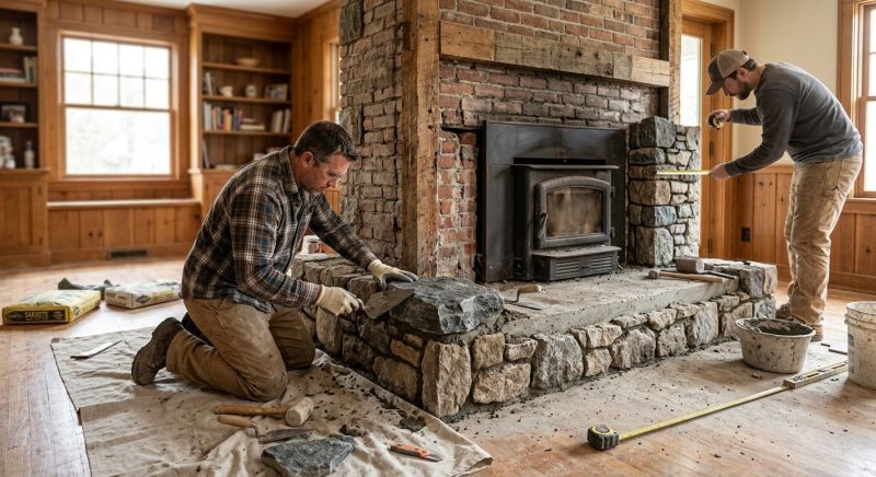 Stone Fireplace Installation