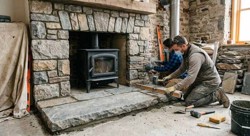 Stone Fireplace Installation
