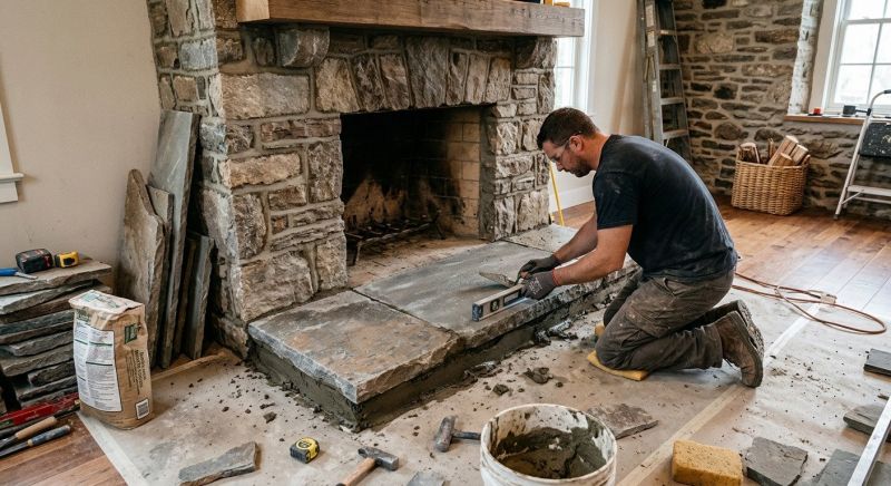 Stone Fireplace Installation
