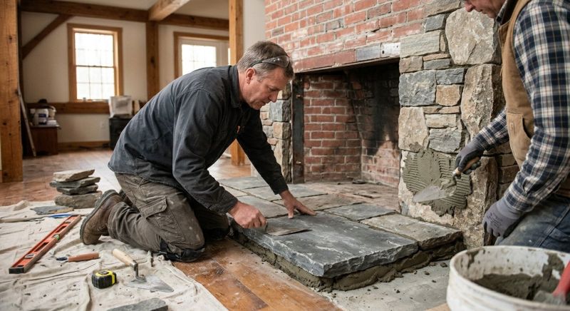 Stone Fireplace Installation